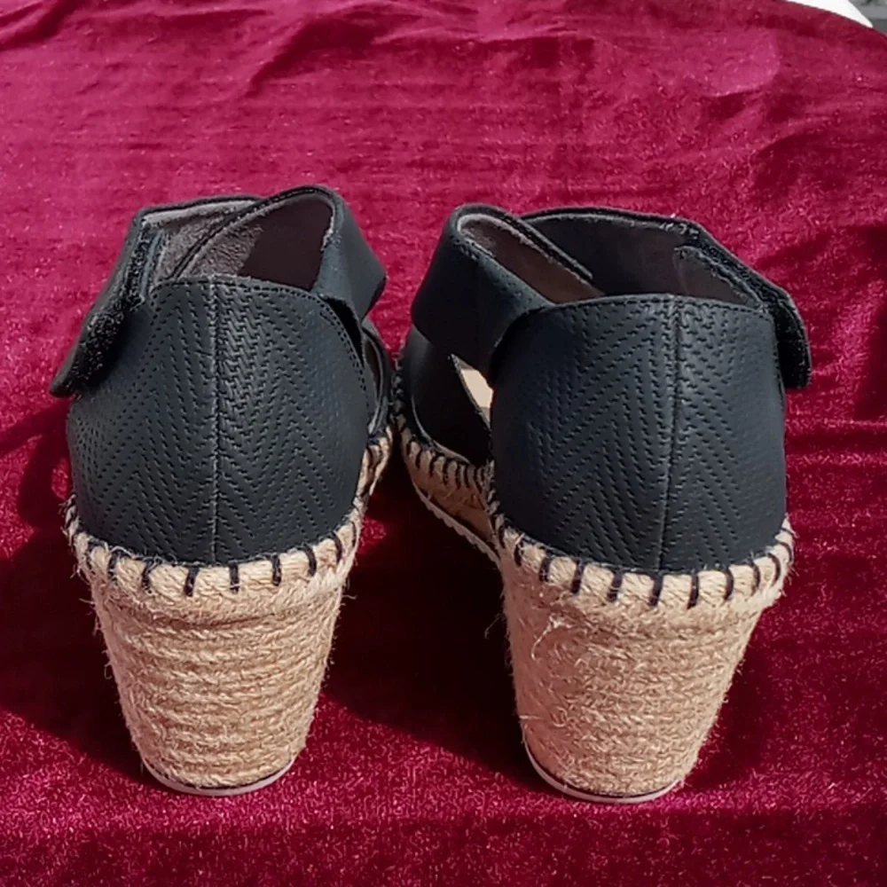 Dr Scholls "Vacay" Strappy Jute Wedge Size 8 Black - Picture 3 of 10